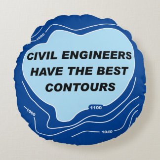 Civil Engineer Blue Contours Round Pillow
