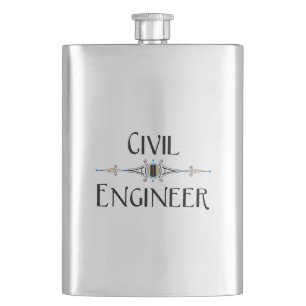 Civil Engineer Decorative Line Hip Flask