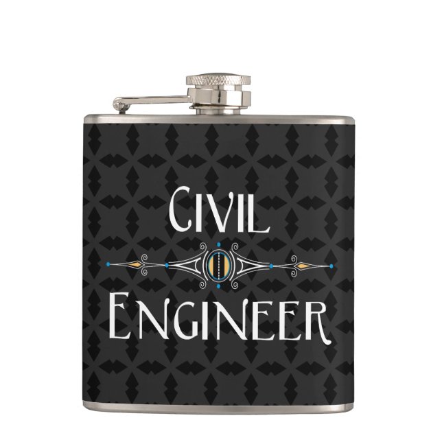 Civil Engineer Decorative Line Hip Flask (Front)
