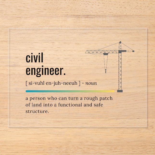 Civil Engineer Definition Acrylic Invitation (Front)