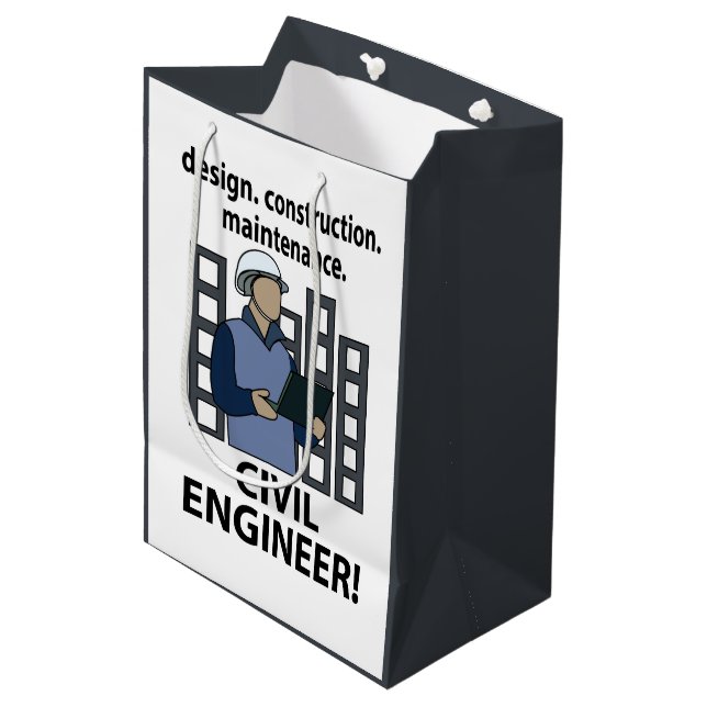  Civil Engineer Design Construction Civil Engineer Medium Gift Bag (Front Angled)