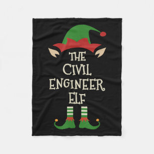 Civil Engineer Elf Funny Family Christmas Matching Fleece Blanket