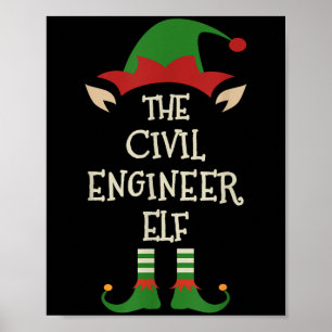 Civil Engineer Elf Funny Family Christmas Matching Poster
