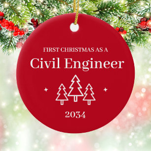 Civil Engineer Graduation 2026 Christmas Ornament