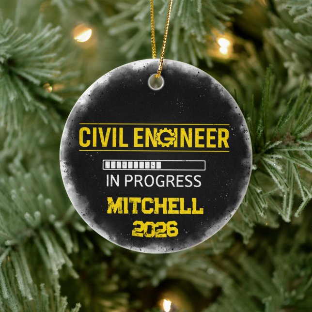 Civil Engineer In Progress Ceramic Ornament (Tree)