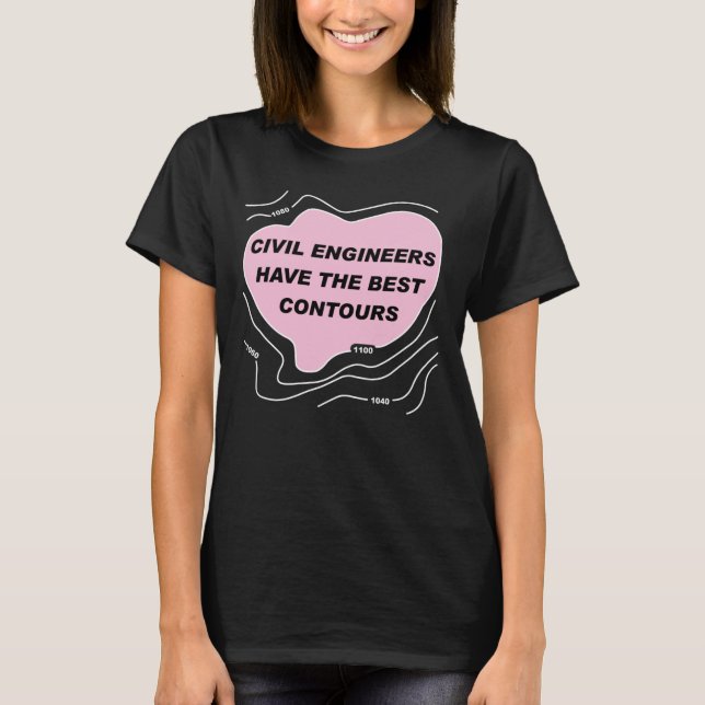 Civil Engineer Pink Contours T-Shirt (Front)