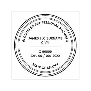 Civil Engineer Professional seal reg no. & expiry Self-inking Stamp
