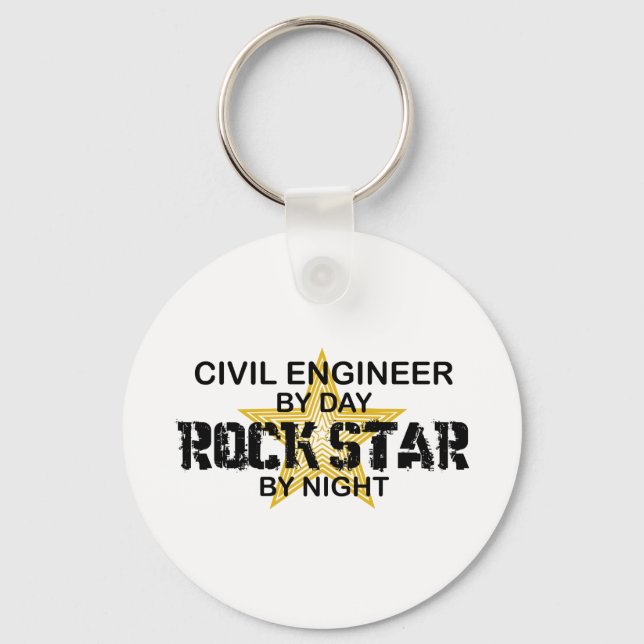 Civil Engineer Rock Star Keychain (Front)