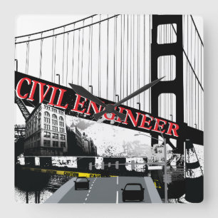 Civil Engineer Square Wall Clock