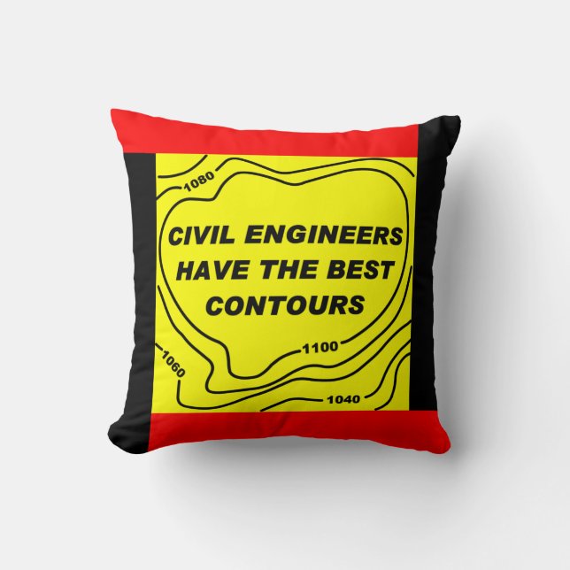Civil Engineer Yellow Contours Throw Pillow (Front)