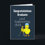 Civil Engineering Chick Graduation Card<br><div class="desc">A yellow chick wearing a hard hat and using a transit is a funny design gift for women in engineering and college students at birthdays,  holidays and graduation.</div>