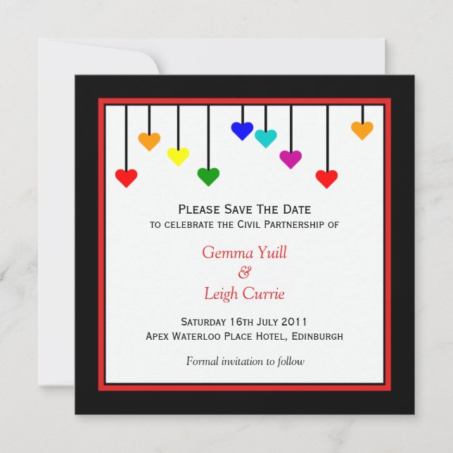 Civil Partnership Rainbow Save The Date (Front)