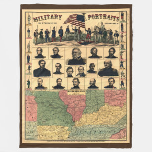 Civil War Border Military Portraits 1861, Restored Fleece Blanket