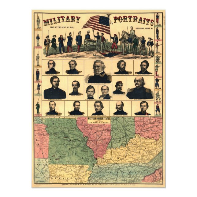 Civil War Border Military Portraits 1861, Restored Photo Print (Front)