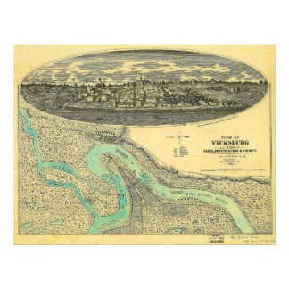 Civil War Era Map of Vicksburg Mississippi 1863 Photo Print