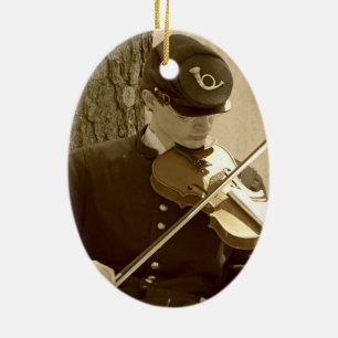 Civil War Fiddle Player Ceramic Ornament