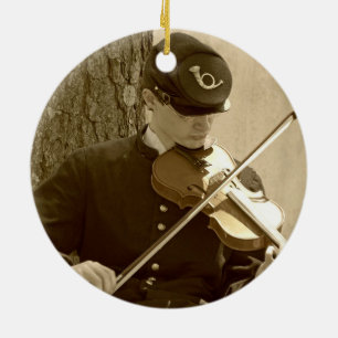 Civil War Fiddle Player Ceramic Ornament