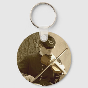 Civil War Fiddle Player Keychain