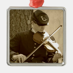 Civil War Fiddle Player Metal Ornament