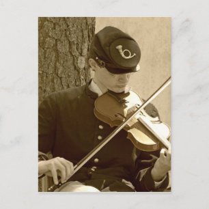Civil War Fiddle Player Postcard