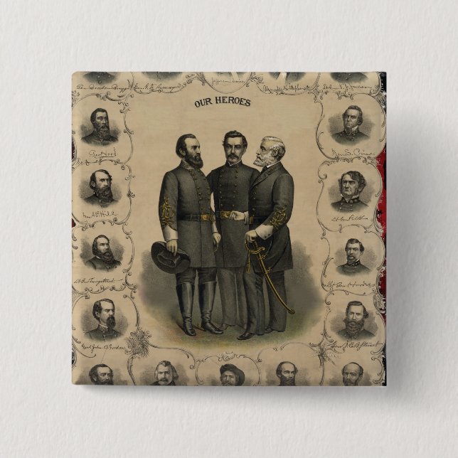 Civil War Heroes 2 Inch Square Button (Front)