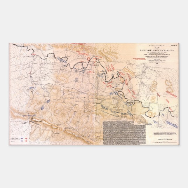 Civil War Map Battlefield of Chickamauga (1863) Sticker (Front)
