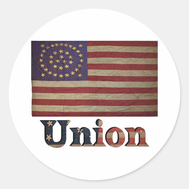 Civil War Union 🇺🇸 ✨ Awesome Old Military Flag Classic Round Sticker (Front)
