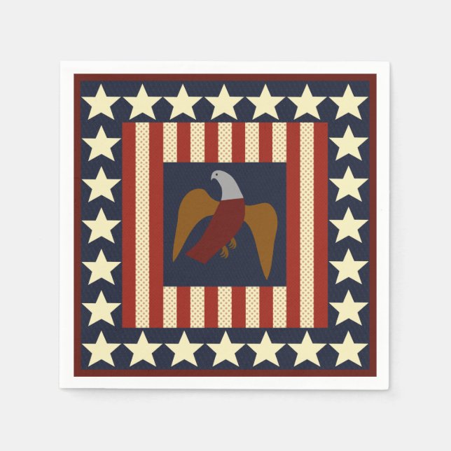 Civil War Union Eagle & Stars Quilt Square Napkins (Front)