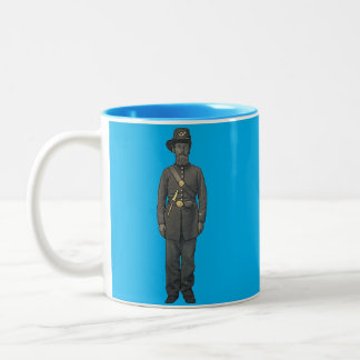 Civil War Union Soldier in Uniform with a Knife Two-Tone Coffee Mug