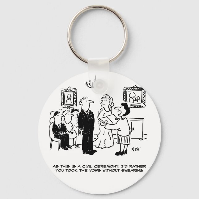 Civil Wedding Ceremony at a Registry Office Keychain (Front)