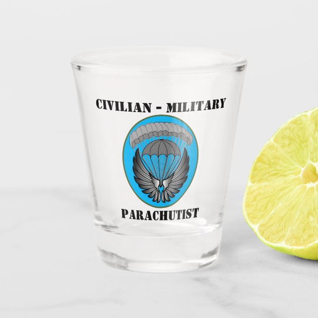 Civilian Military Parachutist Wings Shot glass (Front)