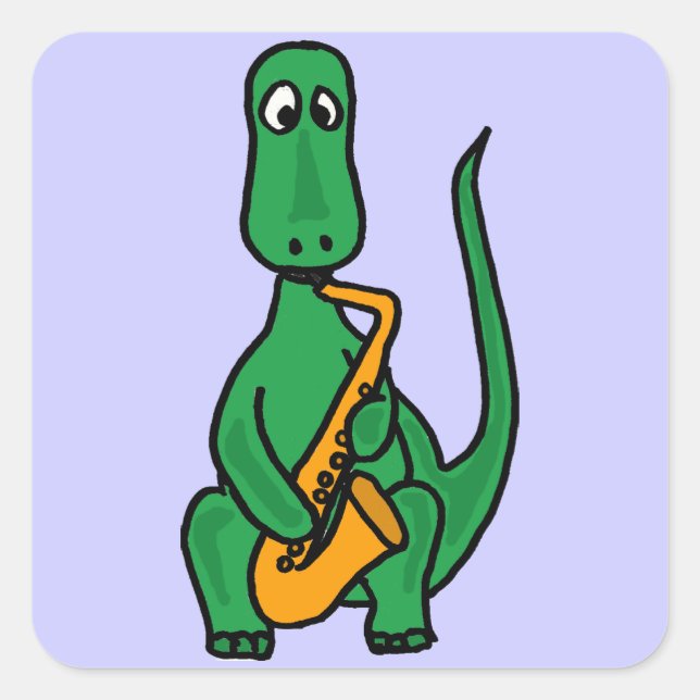 CK- Dinosaure Drôle Jouer Saxophone Sticker (Devant)