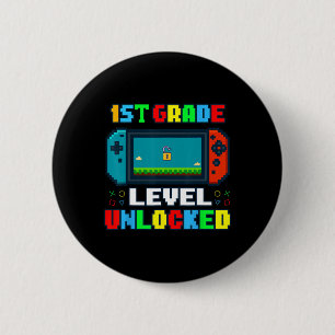 Ck To School 1st Grade Level Unlocked Gamer Kids B 2 Inch Round Button