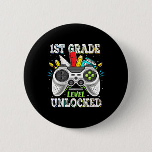 Ck To School 1st Grade Level Unlocked Gamer Kids B 2 Inch Round Button