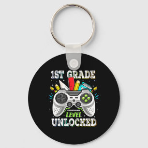 Ck To School 1st Grade Level Unlocked Gamer Kids B Keychain