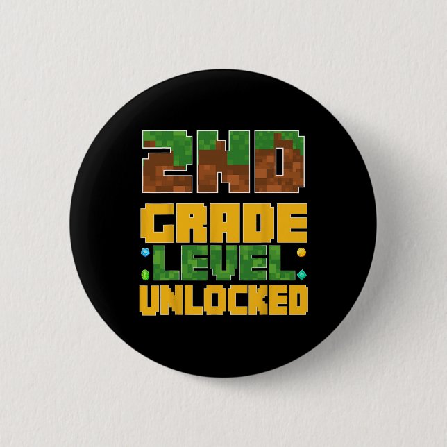 Ck To School 2nd Grade Boys Gamer First Day Second 2 Inch Round Button (Front)