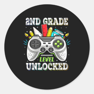 Ck To School 2nd Grade Level Unlocked Gamer Kids B Classic Round Sticker