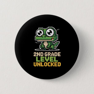 Ck To School 2nd Grade Lizard Gamer Second Level U 2 Inch Round Button
