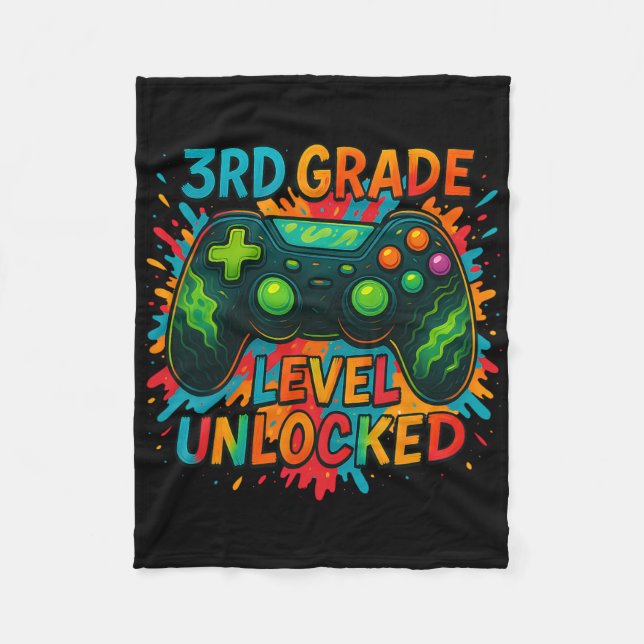 Ck To School 3rd Grade Boys Gamer First Day School Fleece Blanket (Front)