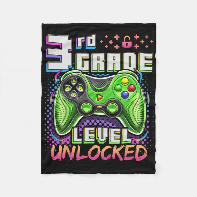 Ck To School 3rd Grade Boys Gamer First Day School Fleece Blanket (Front)