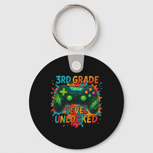 Ck To School 3rd Grade Boys Gamer First Day School Keychain (Front)