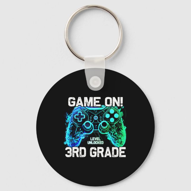 Ck To School 3rd Grade Boys Gamer First Day School Keychain (Front)