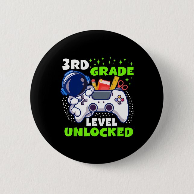 Ck To School 3rd Grade Level Unlocked Gamer Boys K 2 Inch Round Button (Front)