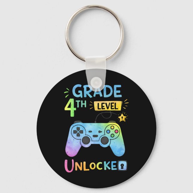 Ck To School 4th Grade Level Unlocked First Day Ga Keychain (Front)