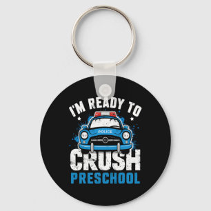 Ck To School First Day Of Preschool Police Car Boy Keychain