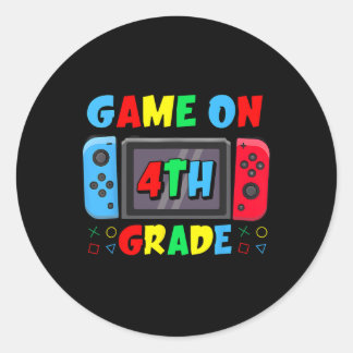 Ck To School Game On 4th Grade Funny Gamer Boys Ki Classic Round Sticker