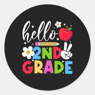 Ck To School Hello Second Grade Team 2nd Grade Boy Classic Round Sticker
