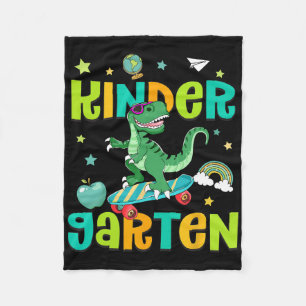 Ck To School Rollin Into Kindergarten T-rex Skateb Fleece Blanket