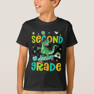 Ck To School Rolling Into 2nd Grade T-rex Skateboa T-Shirt