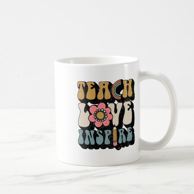 Ck To School Teach Love Inspire Retro Teachers Wom Coffee Mug (Right)